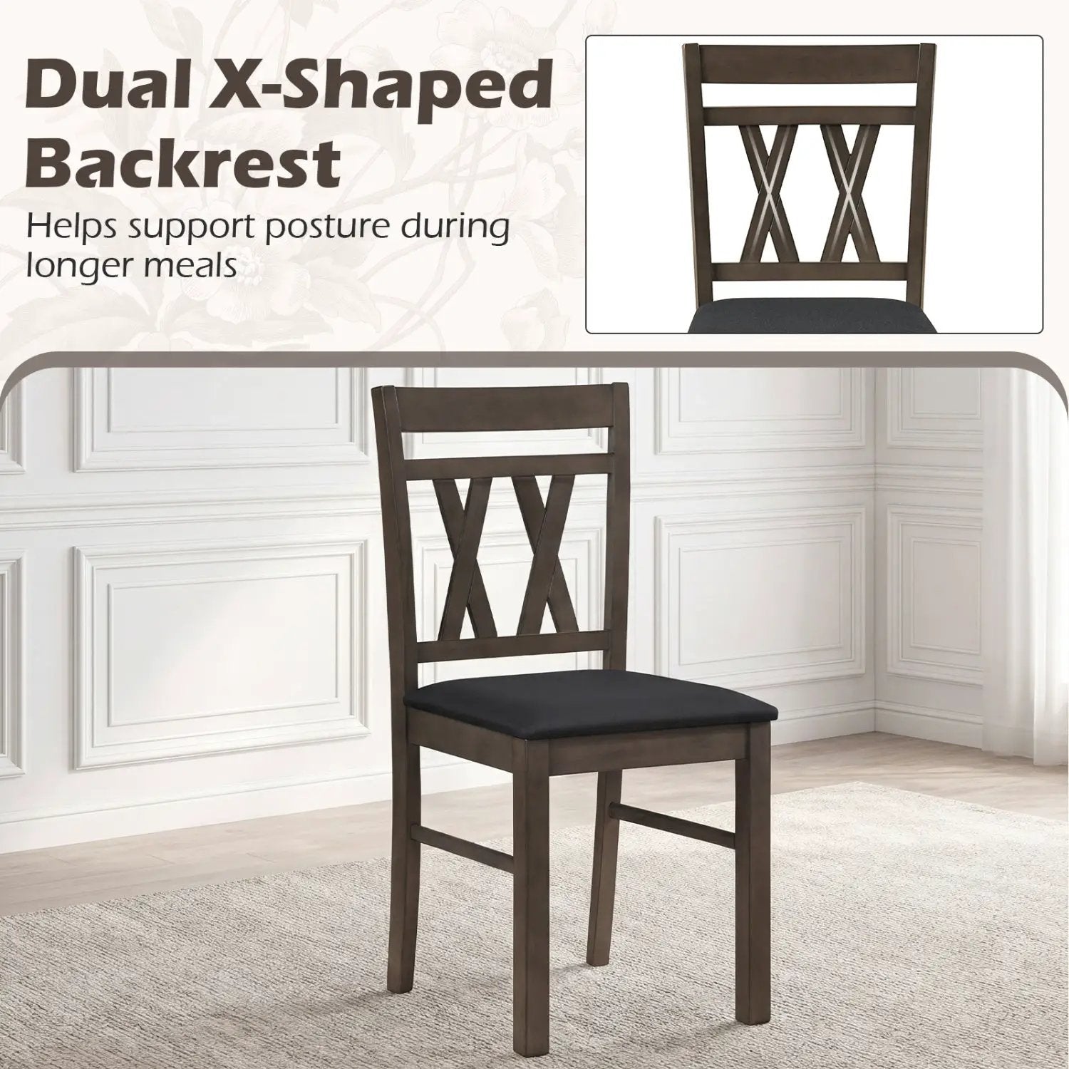 Upholstered Dining Chairs Set of 2 - Linen Style Gray by DirectDeals