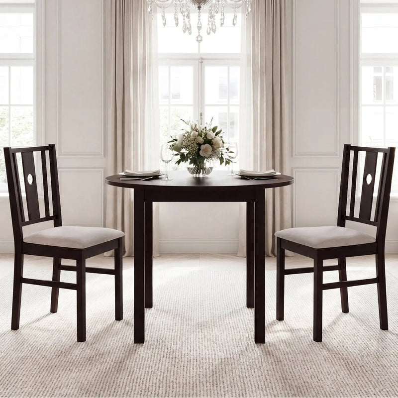 Rubber Wood Dining Chairs with Padded Fabric Seat, Set of 2 by DirectDeals