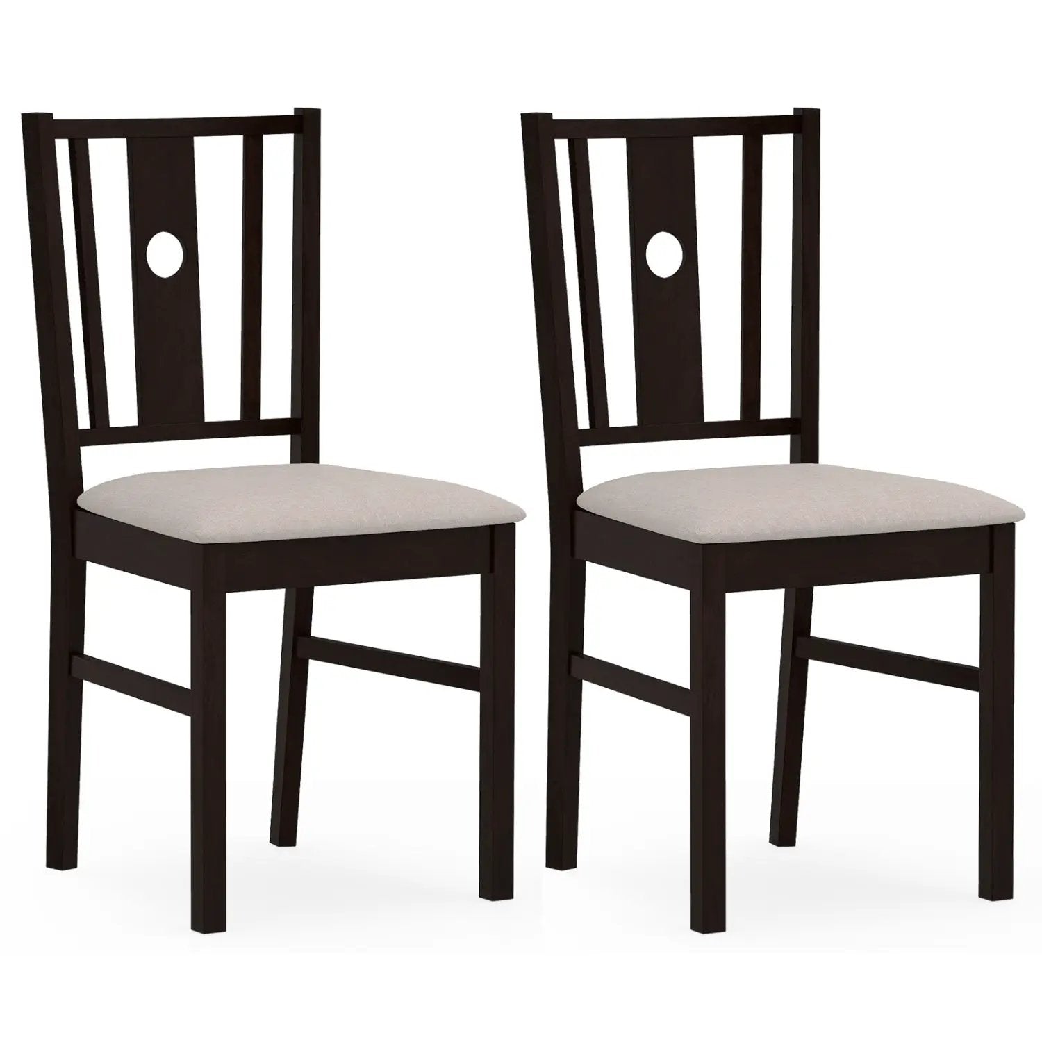 Rubber Wood Dining Chairs with Padded Fabric Seat, Set of 2 by DirectDeals
