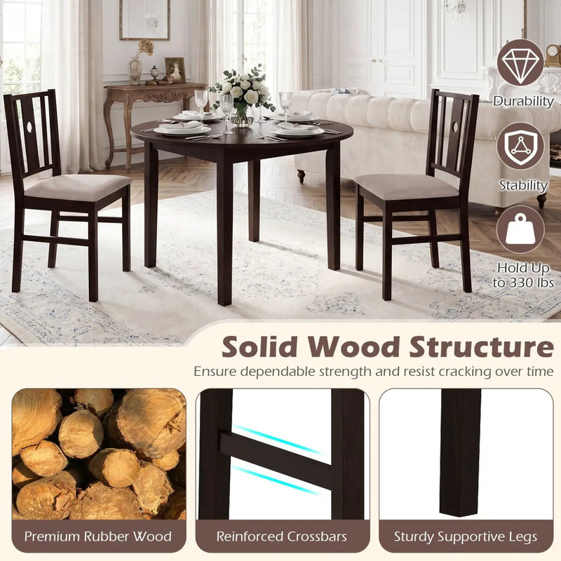 Rubber Wood Dining Chairs with Padded Fabric Seat, Set of 2 by DirectDeals
