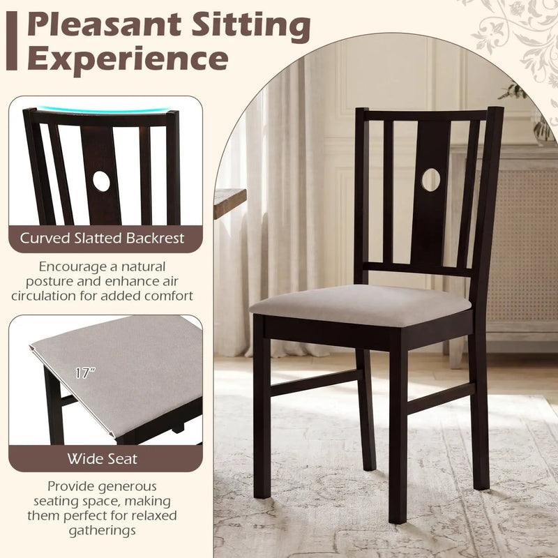Rubber Wood Dining Chairs with Padded Fabric Seat, Set of 2 by DirectDeals