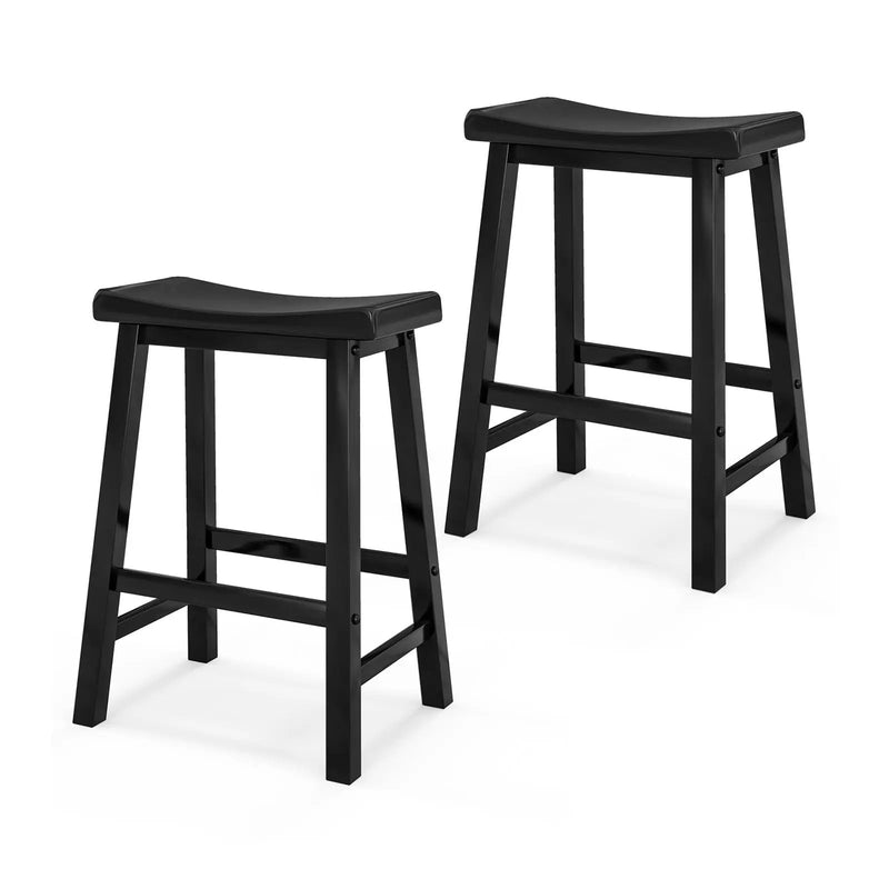 Set of 2 24 Inch Counter Height Stools with Solid Wood Legs by DirectDeals