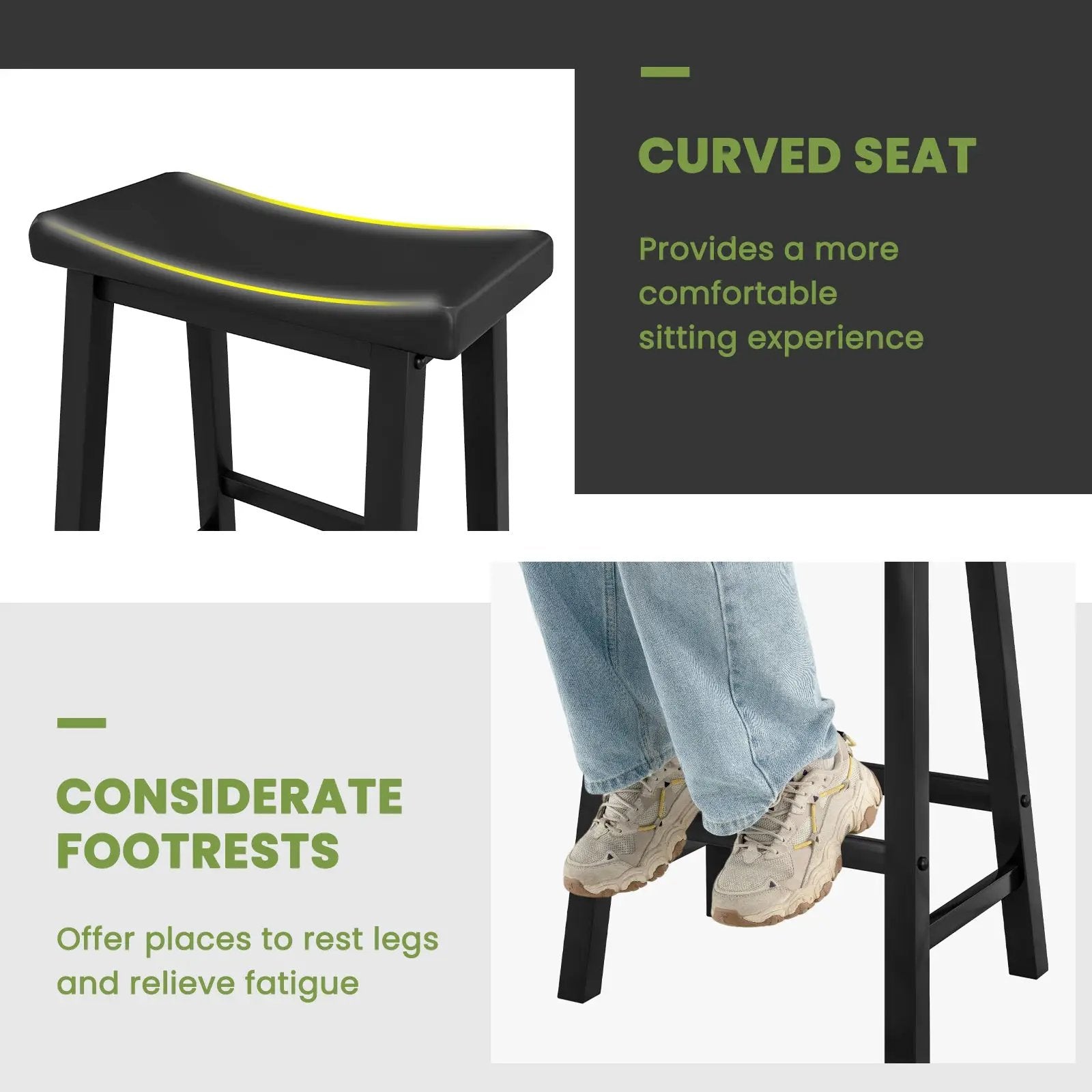 Set of 2 24 Inch Counter Height Stools with Solid Wood Legs by DirectDeals