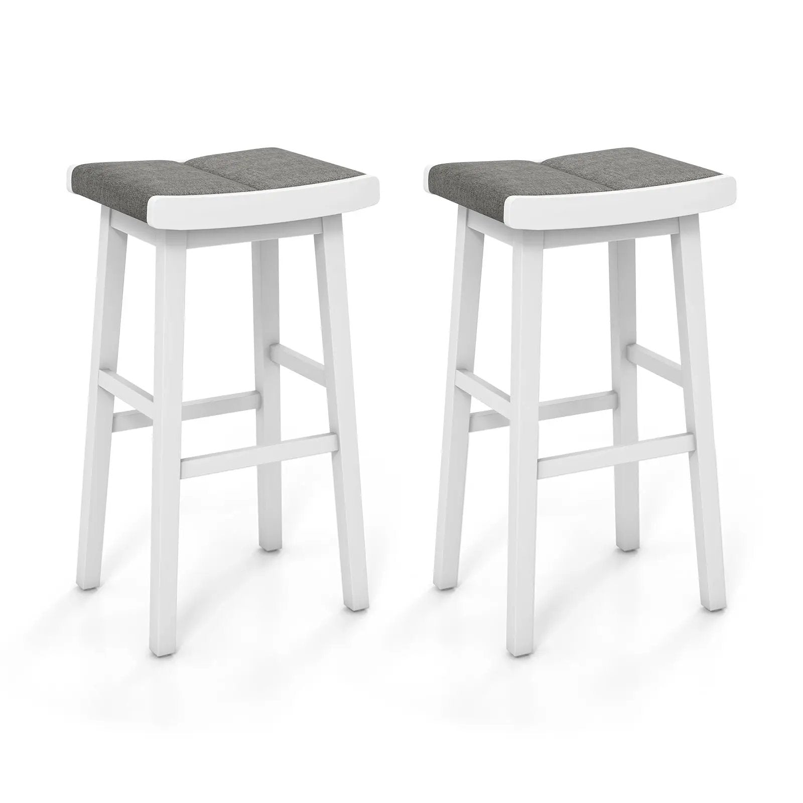 2 Pieces 26/31.5 Inch Upholstered Saddle Barstools with Padded Cushions by DirectDeals