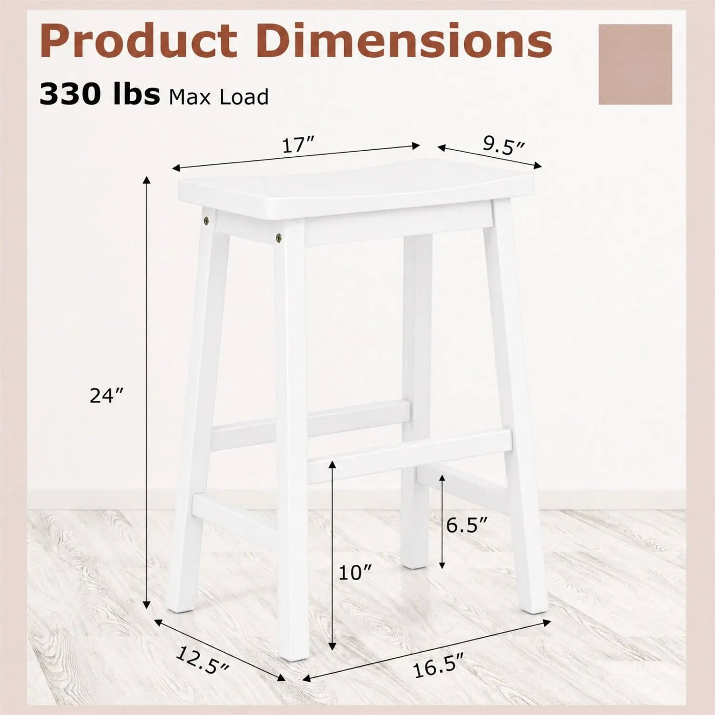 Saddle-Seat Counter Height Stools Set of 2 with Footrests by DirectDeals