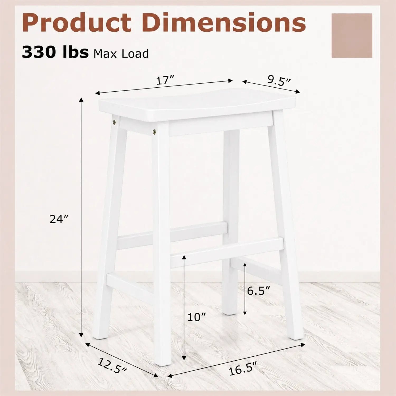 Saddle-Seat Counter Height Stools Set of 2 with Footrests by DirectDeals