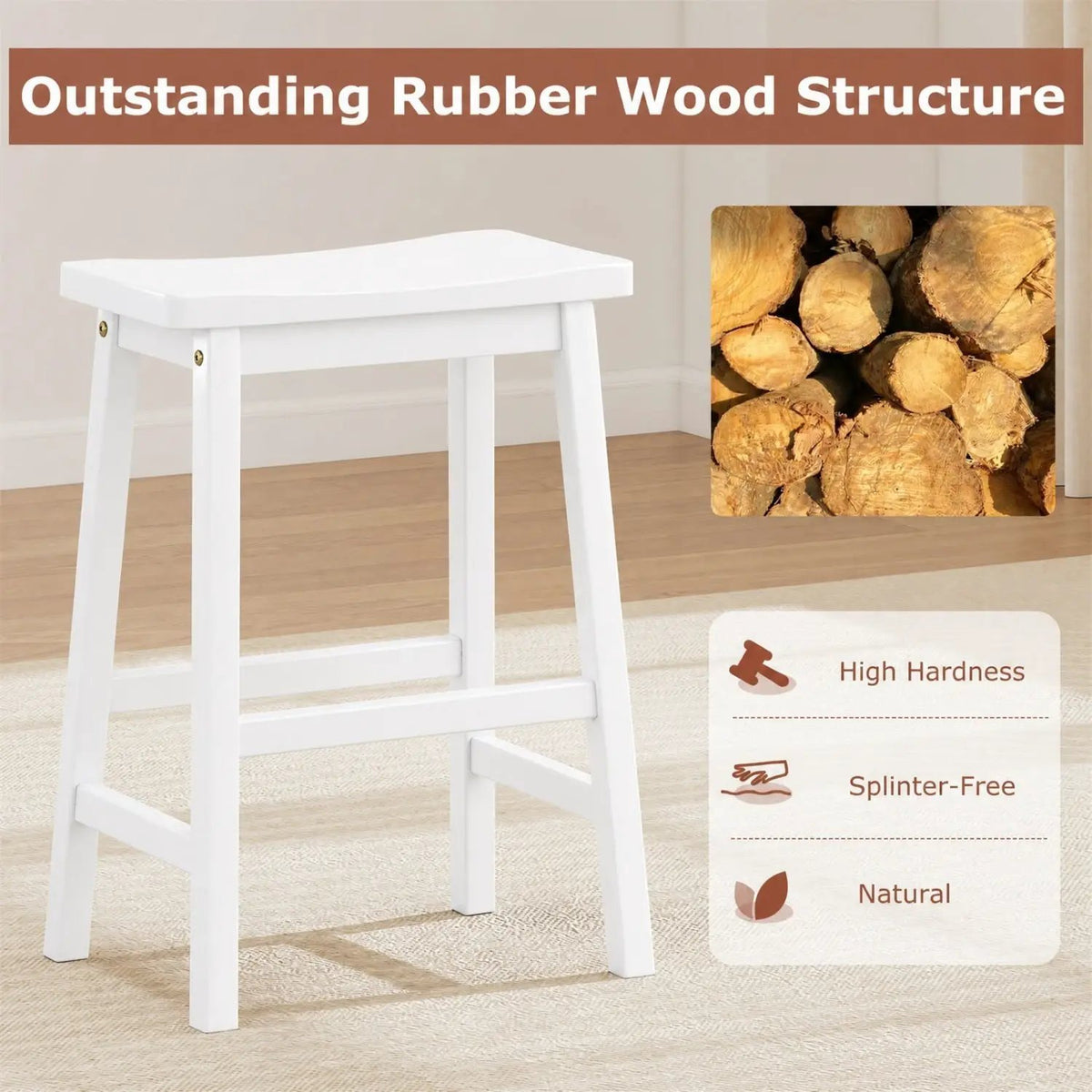 Saddle-Seat Counter Height Stools Set of 2 with Footrests by DirectDeals