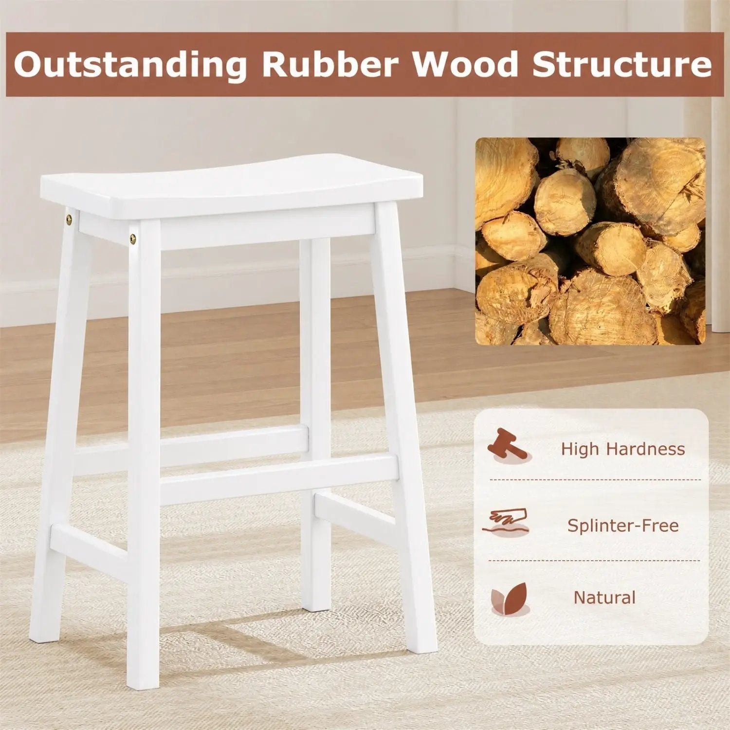 Saddle-Seat Counter Height Stools Set of 2 with Footrests by DirectDeals