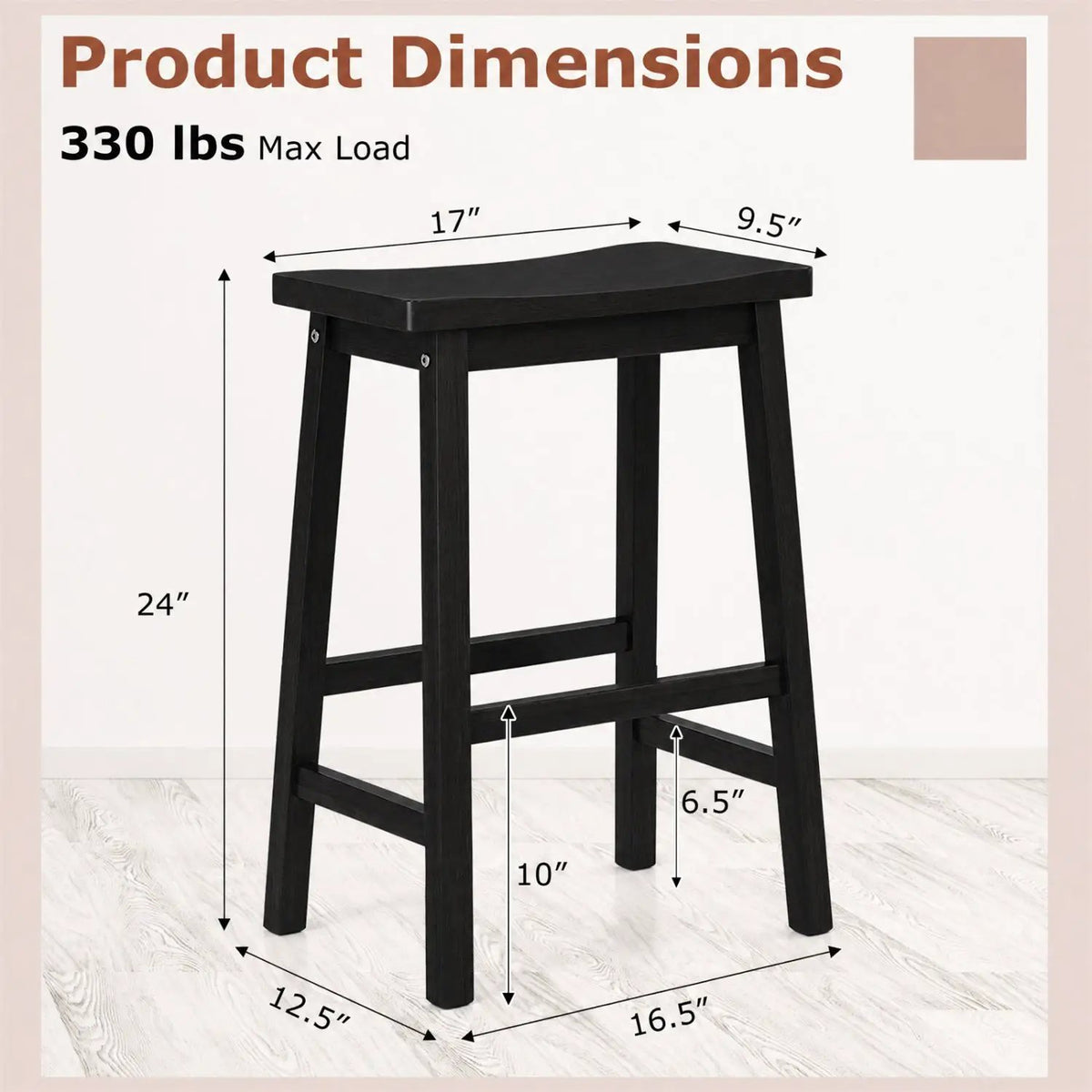 Saddle-Seat Counter Height Stools Set of 2 with Footrests by DirectDeals