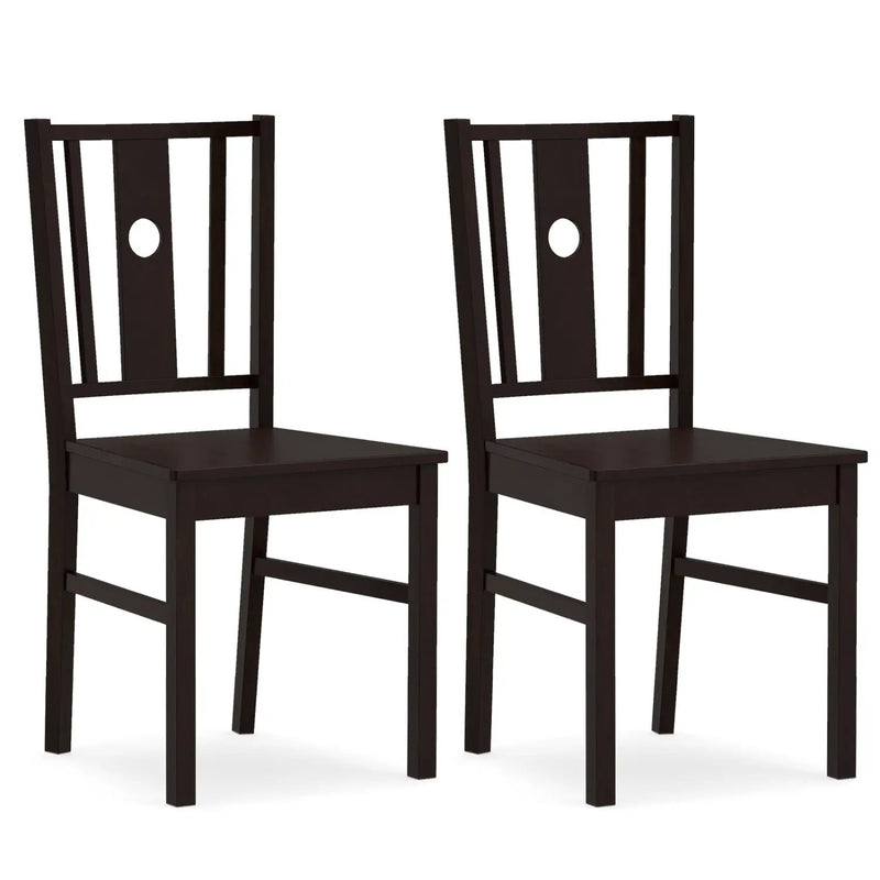 Solid Rubber Wood Dining Chairs Set of 2 with Slatted Back by DirectDeals
