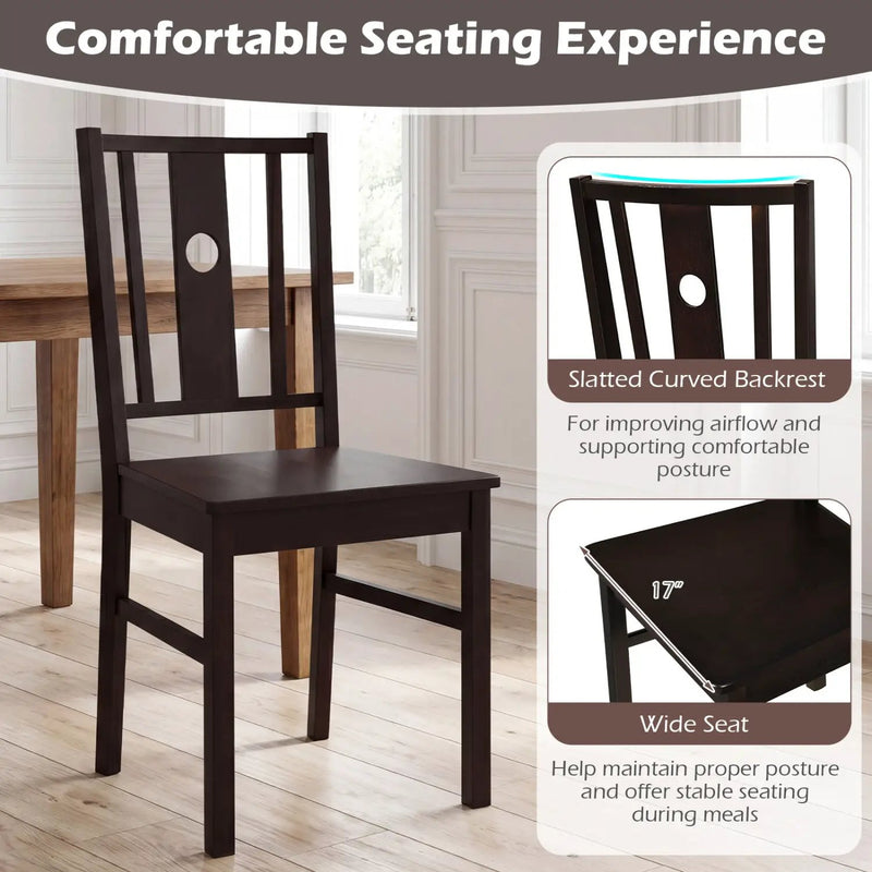 Solid Rubber Wood Dining Chairs Set of 2 with Slatted Back by DirectDeals