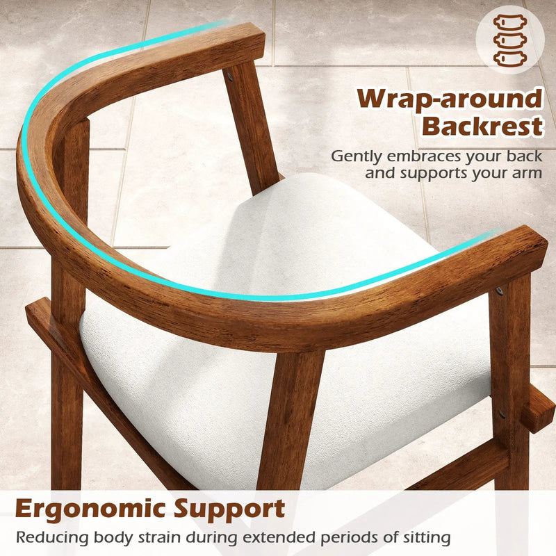 Set of 2 Solid Rubber Wood Dining Room Chairs with Wrap-around Armrest-Walnut by DirectDeals