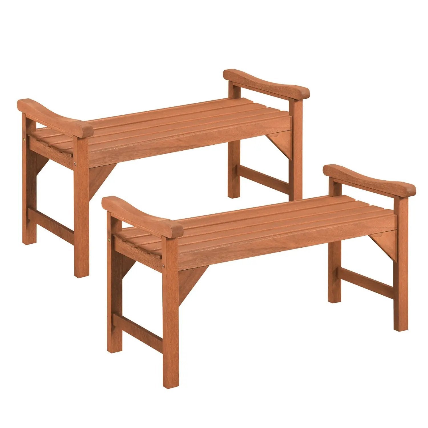 Solid Wood Backless Garden Bench Set with Support Handles by DirectDeals