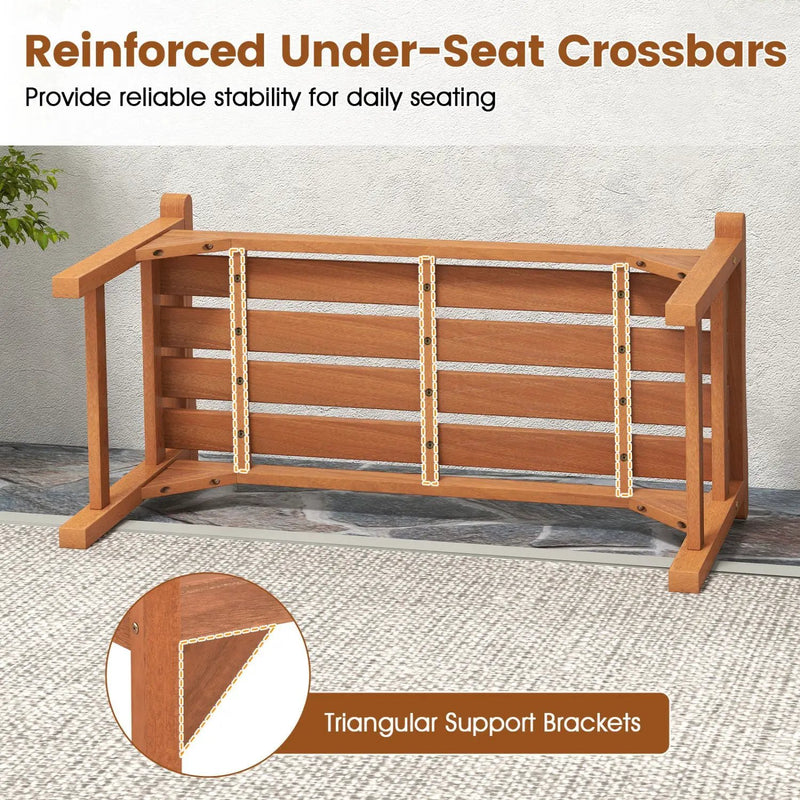 Solid Wood Backless Garden Bench Set with Support Handles by DirectDeals