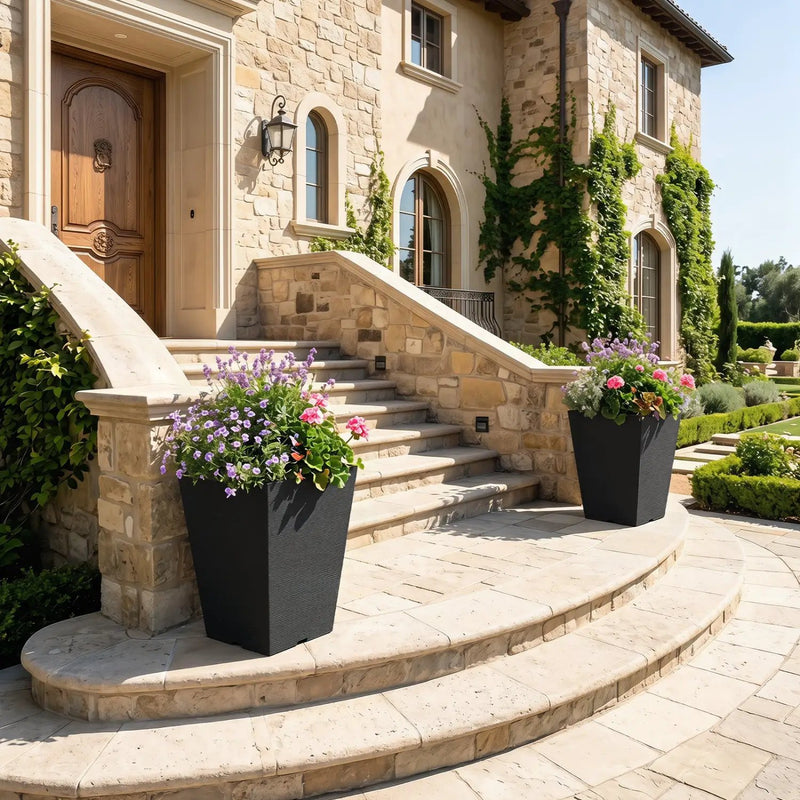 Square Taper Planter with Self-Watering System - Set of 2 by DirectDeals