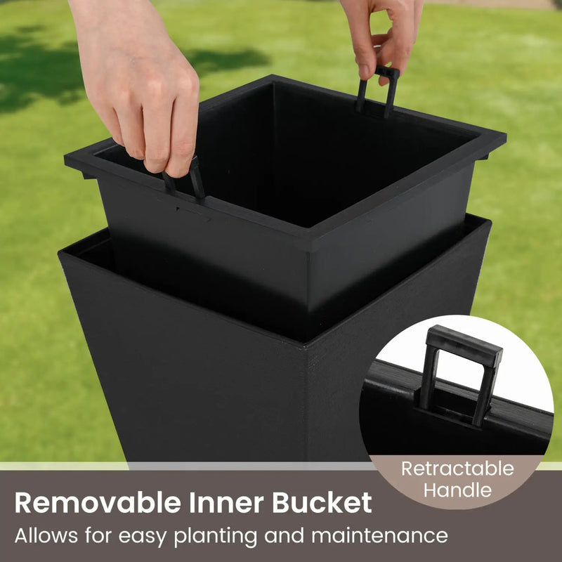 Square Taper Planter with Self-Watering System - Set of 2 by DirectDeals