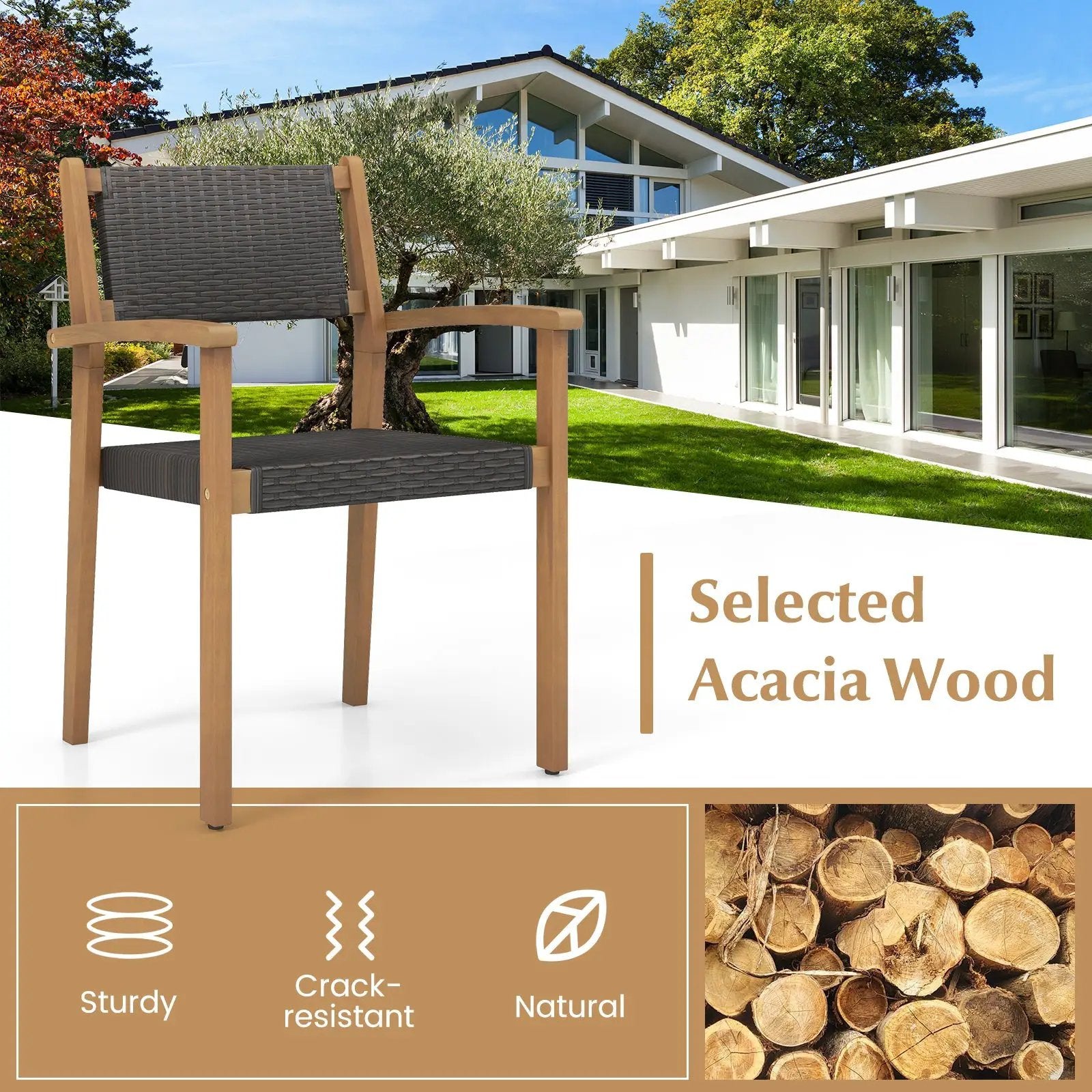 Set of 2 Stackable Outdoor Wicker Dining Chair by DirectDeals