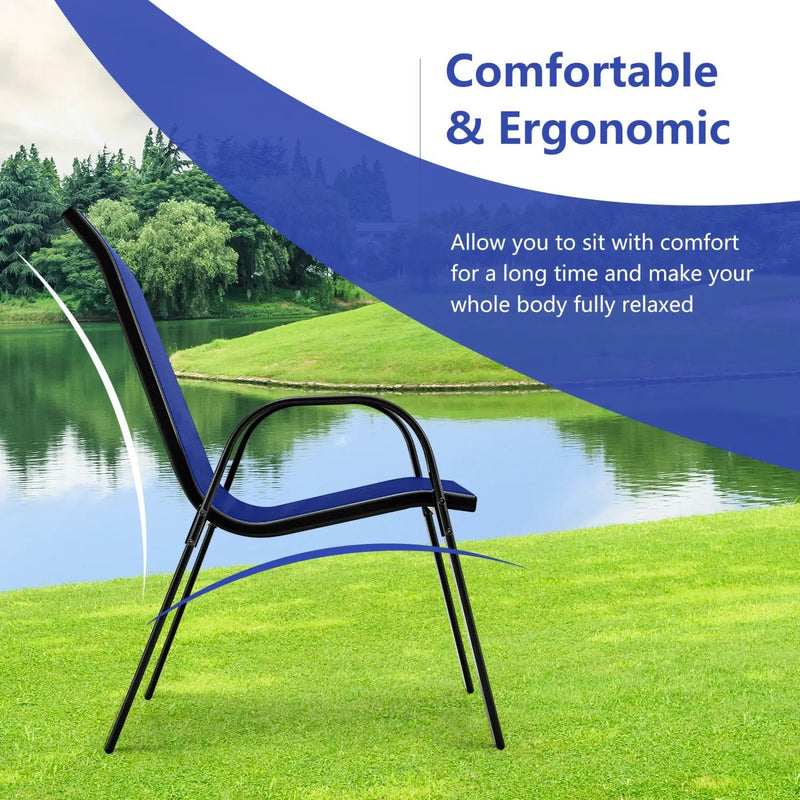 Set of 2 Stackable Patio Dining Chairs Set with Armrest by DirectDeals