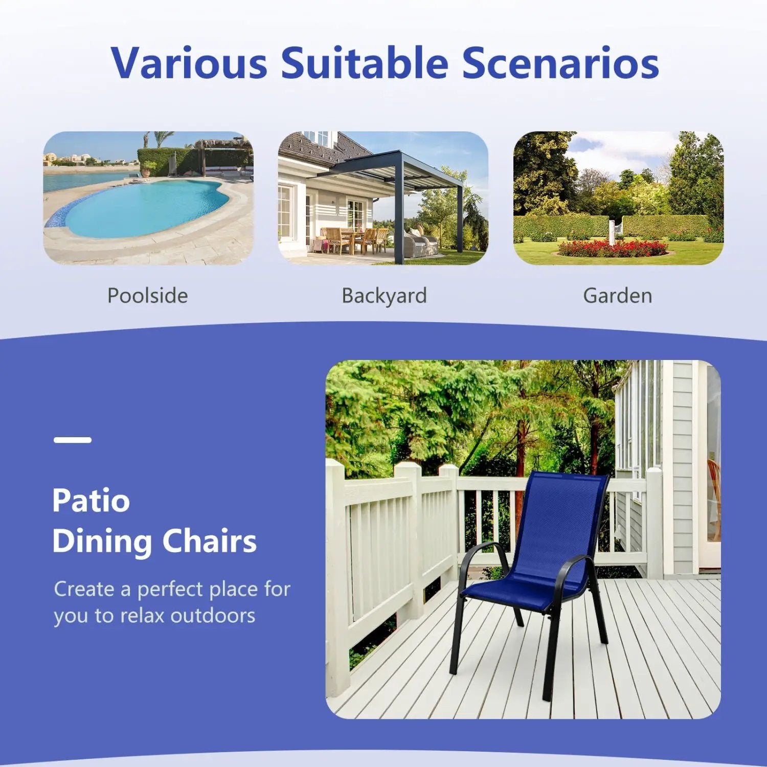 Set of 2 Stackable Patio Dining Chairs Set with Armrest by DirectDeals