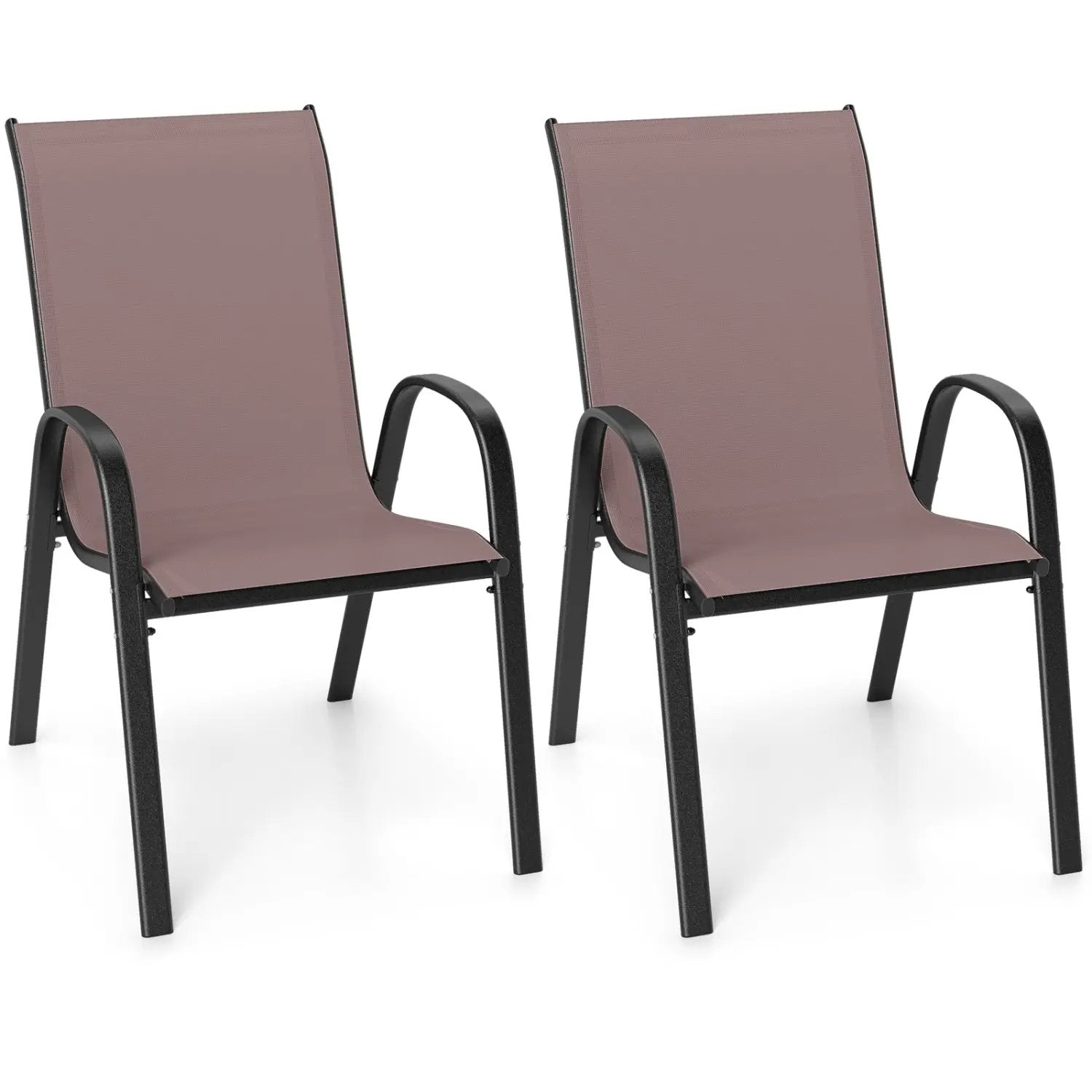 Set of 2 Stackable Patio Dining Chairs Set with Armrest by DirectDeals