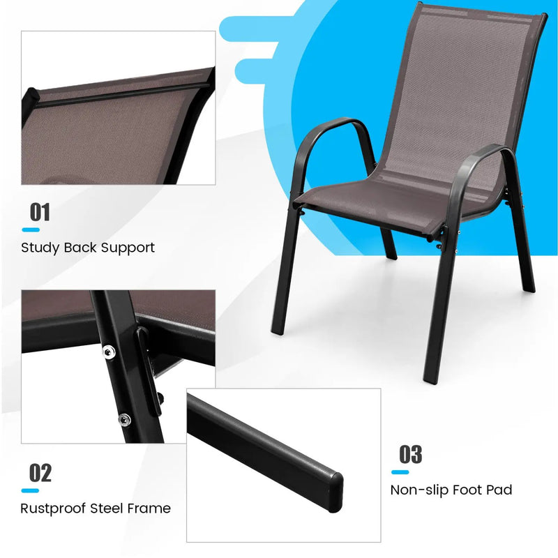 Set of 2 Stackable Patio Dining Chairs Set with Armrest by DirectDeals