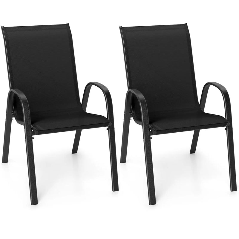Set of 2 Stackable Patio Dining Chairs Set with Armrest by DirectDeals