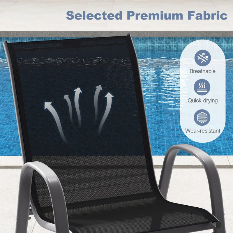 Set of 2 Stackable Patio Dining Chairs Set with Armrest by DirectDeals