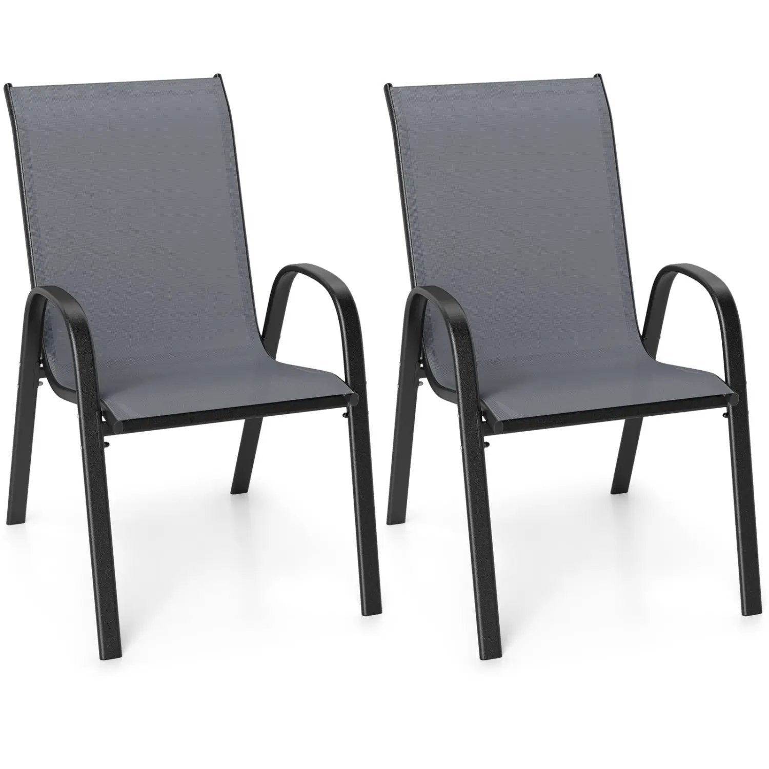 Set of 2 Stackable Patio Dining Chairs Set with Armrest by DirectDeals