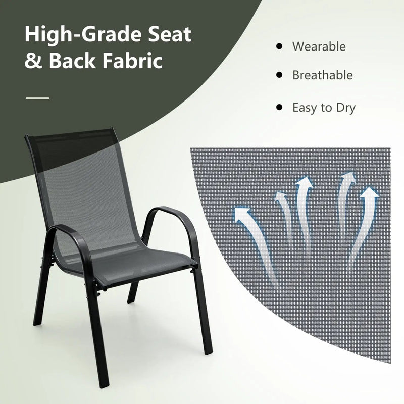 Set of 2 Stackable Patio Dining Chairs Set with Armrest by DirectDeals