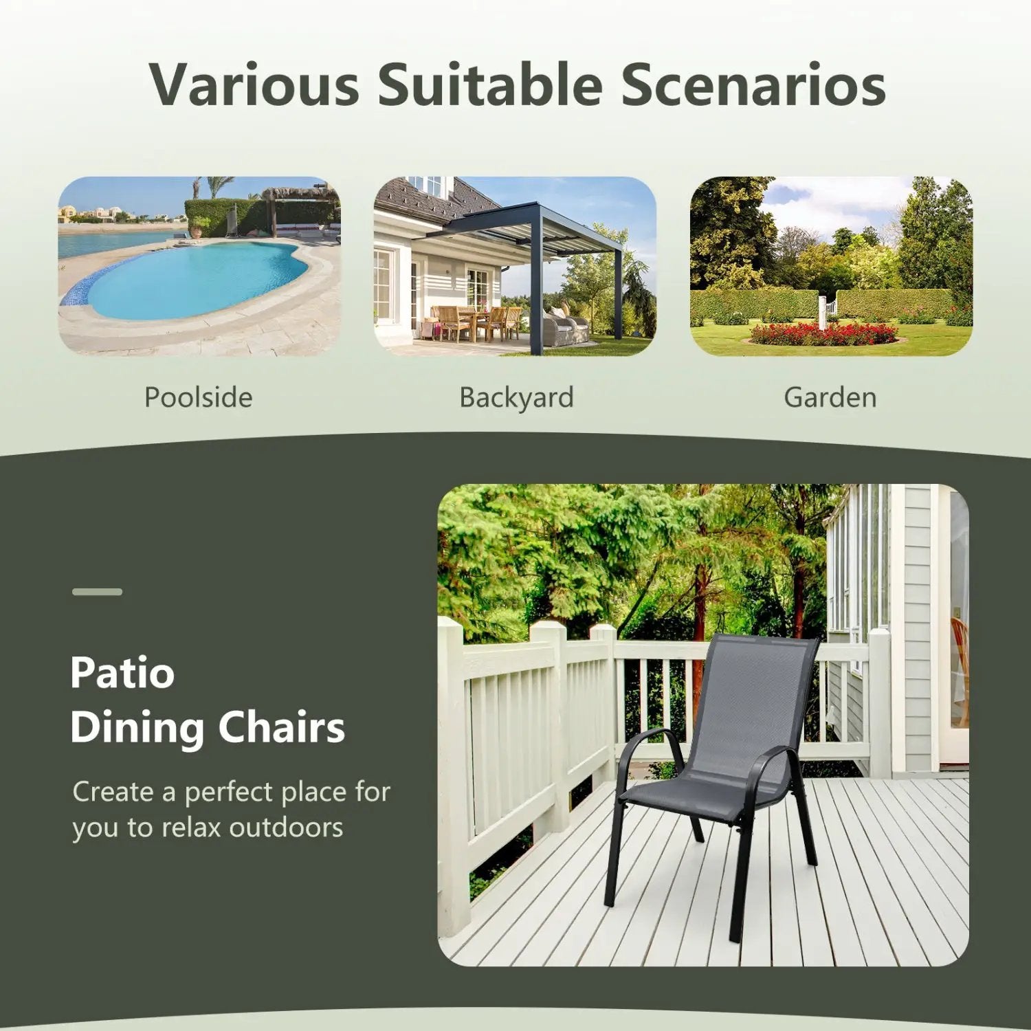 Set of 2 Stackable Patio Dining Chairs Set with Armrest by DirectDeals