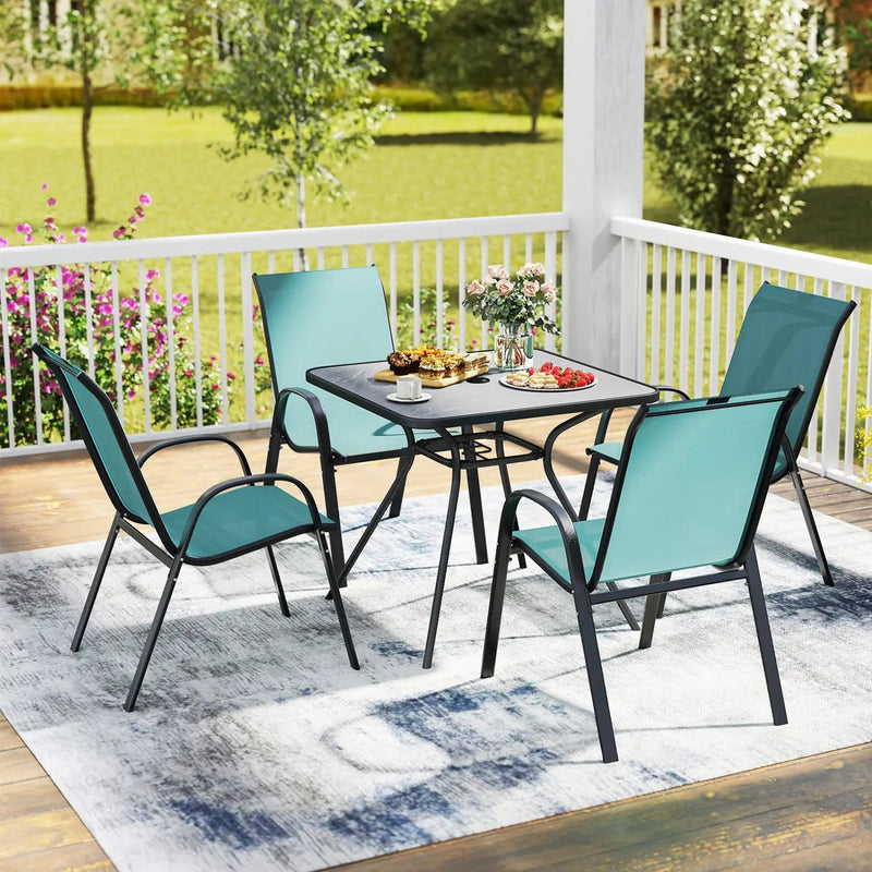 Set of 2 Stackable Patio Dining Chairs Set with Armrest by DirectDeals