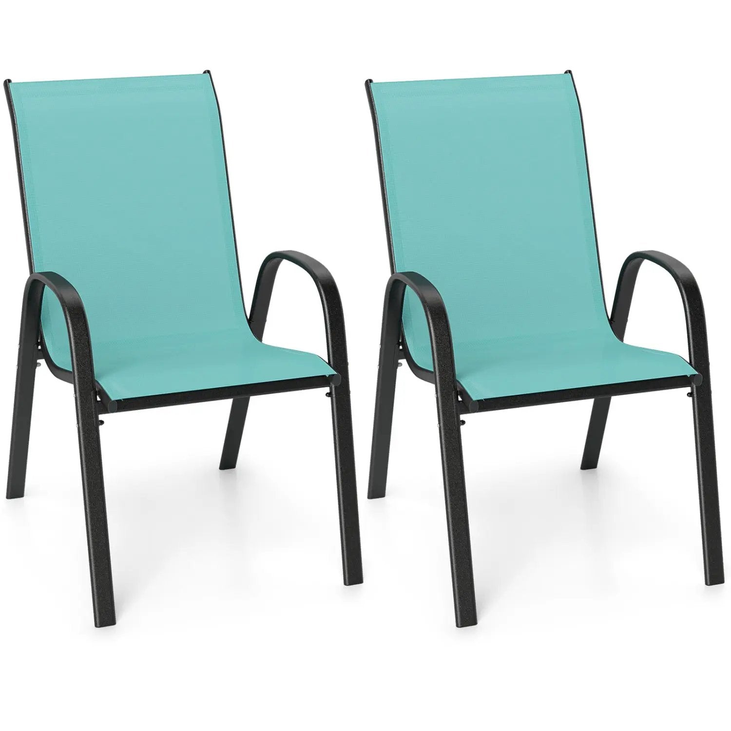 Set of 2 Stackable Patio Dining Chairs Set with Armrest by DirectDeals