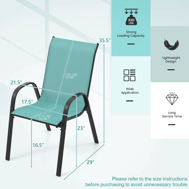 Set of 2 Stackable Patio Dining Chairs Set with Armrest by DirectDeals