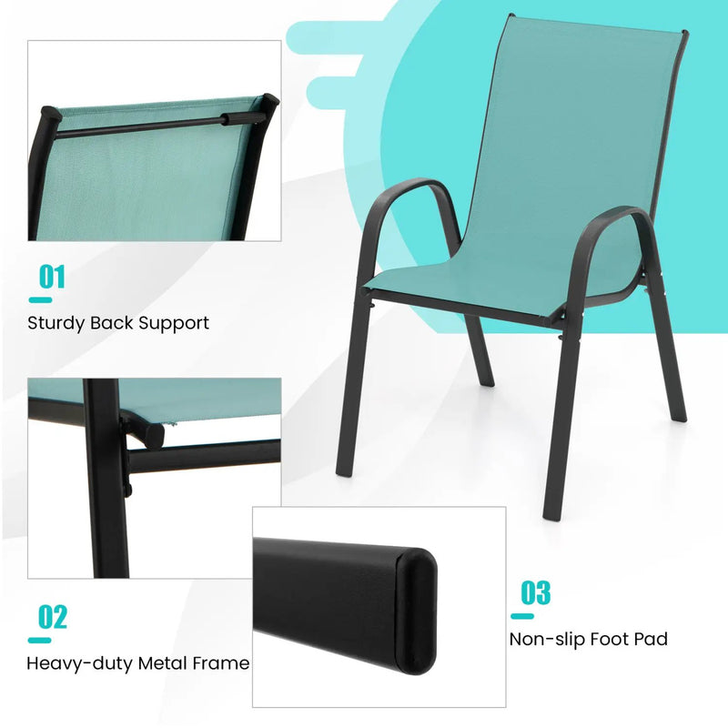 Set of 2 Stackable Patio Dining Chairs Set with Armrest by DirectDeals