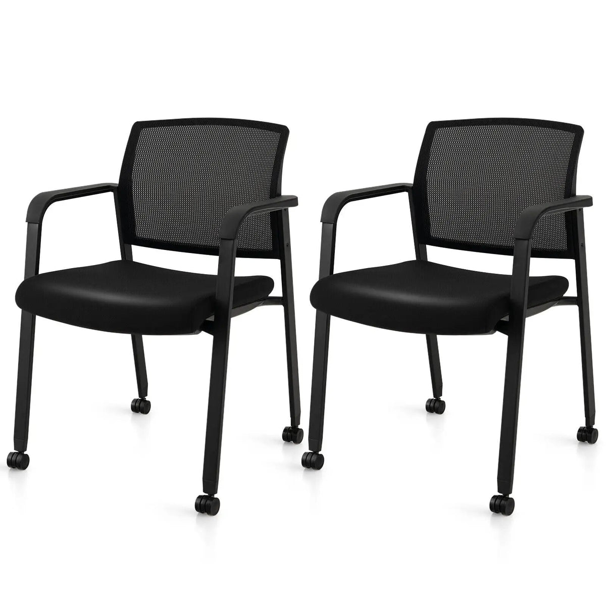 Set of 2 Stackable Rolling Office Chairs with Mesh Backrest, photo 3 of 9