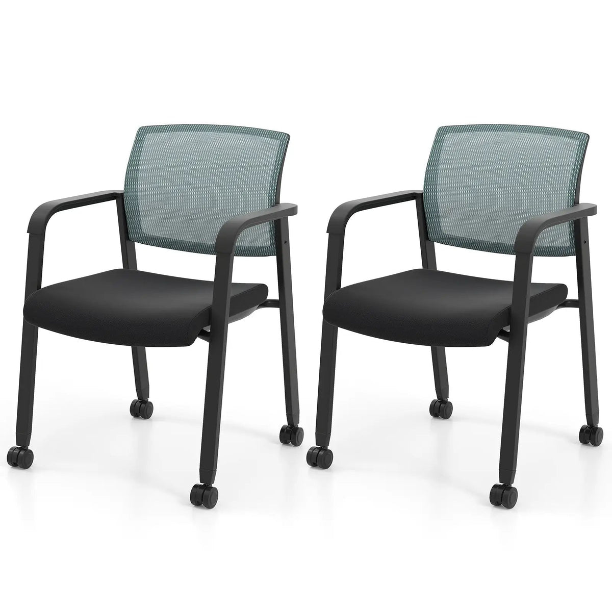 Set of 2 Stackable Rolling Office Chairs with Mesh Backrest, photo 9 of 9