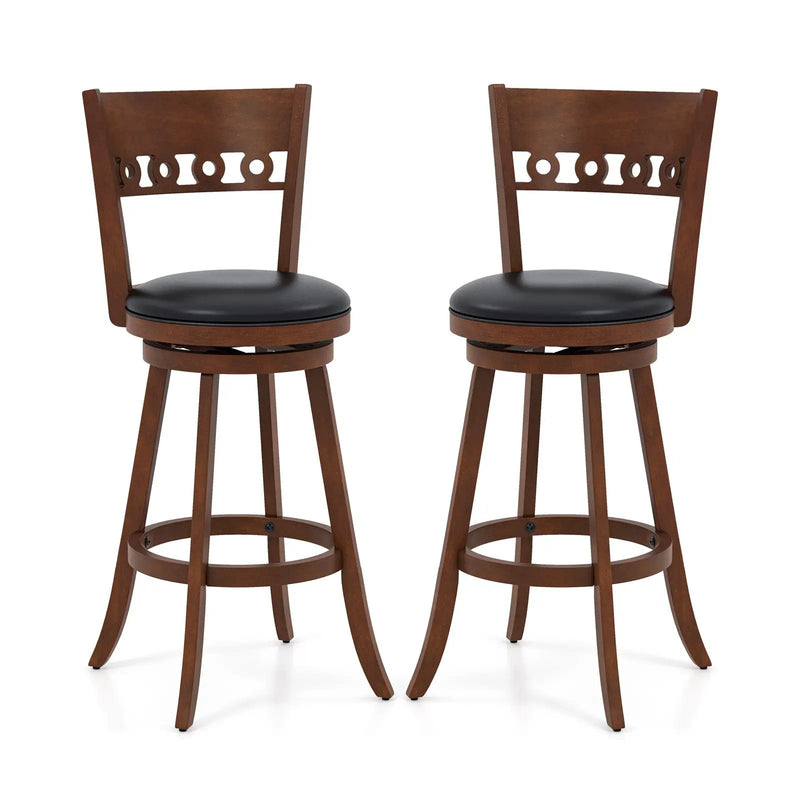 Set of 2 Swivel Bar Stools with Rubber Wood Frame by DirectDeals