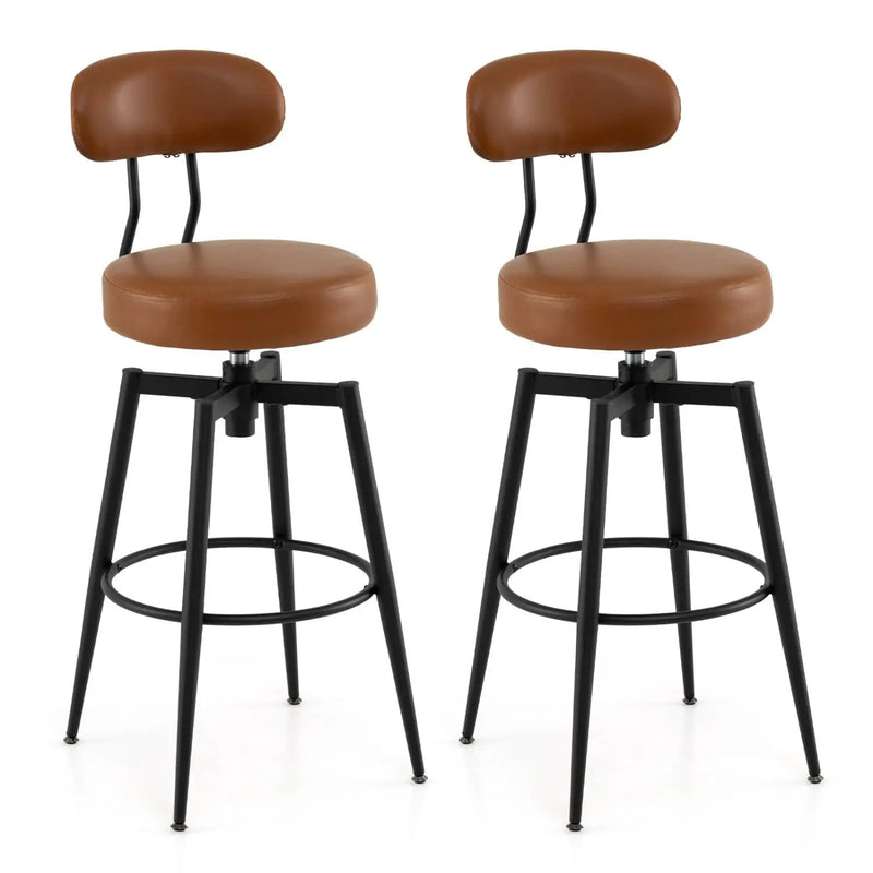 Set of 2 Swivel Barstools Faux Leather with Upholstered Seat and Back by DirectDeals