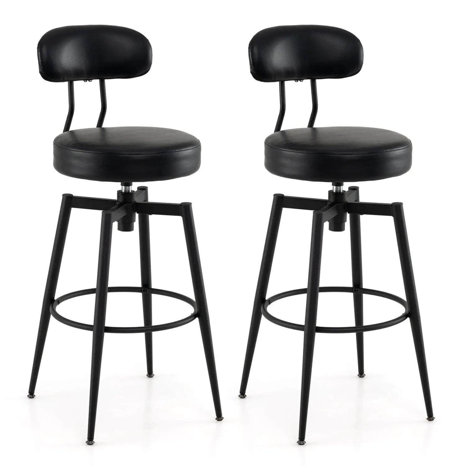 Set of 2 Swivel Barstools Faux Leather with Upholstered Seat and Back by DirectDeals