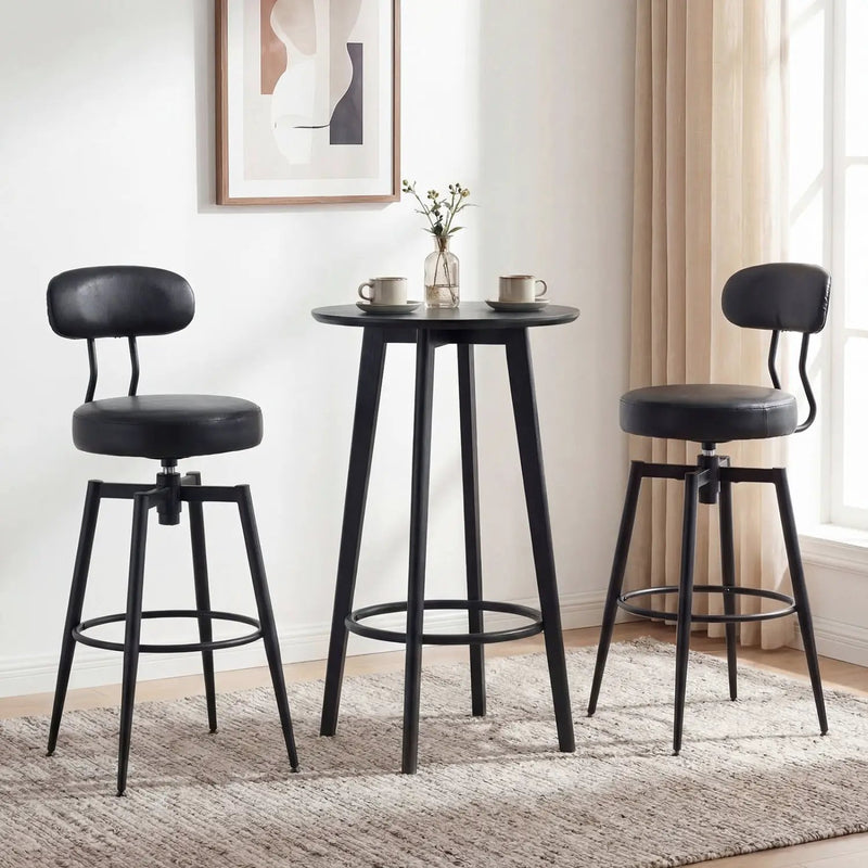 Set of 2 Swivel Barstools Faux Leather with Upholstered Seat and Back by DirectDeals