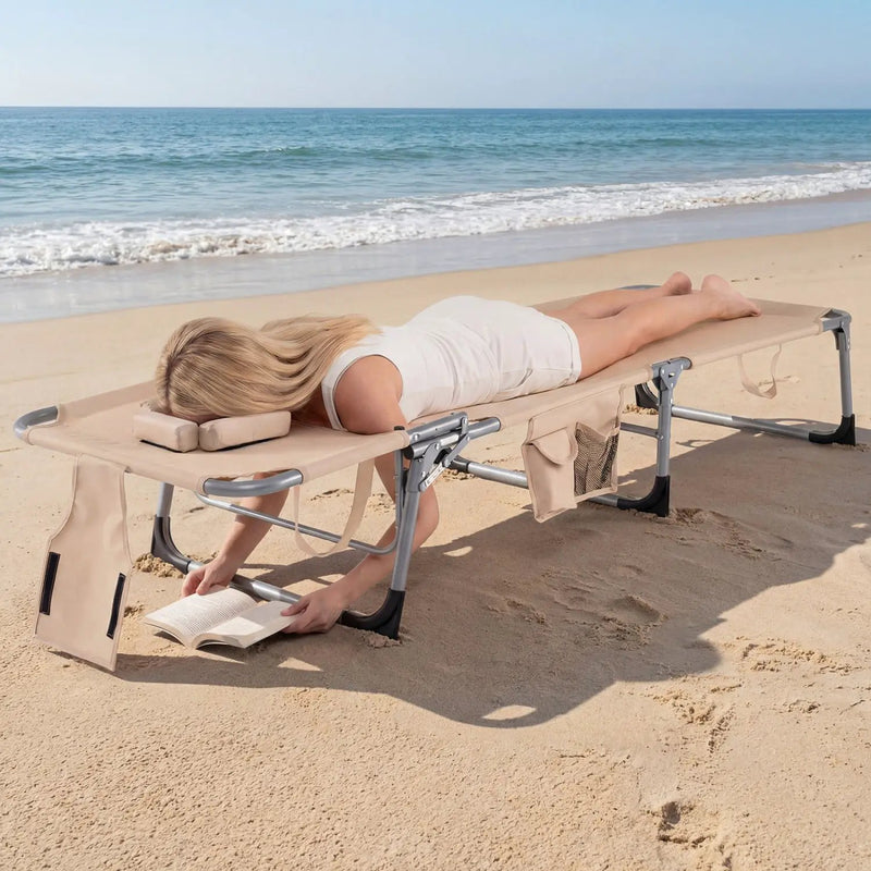 Adjustable Tanning Chaise Lounge Set of 2 with Face Hole by DirectDeals