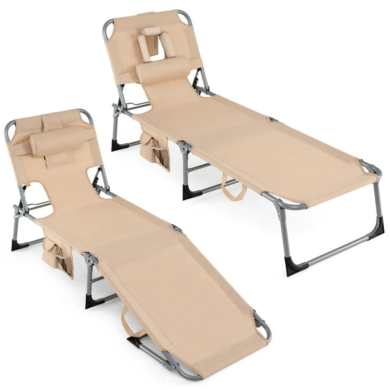 Adjustable Tanning Chaise Lounge Set of 2 with Face Hole by DirectDeals