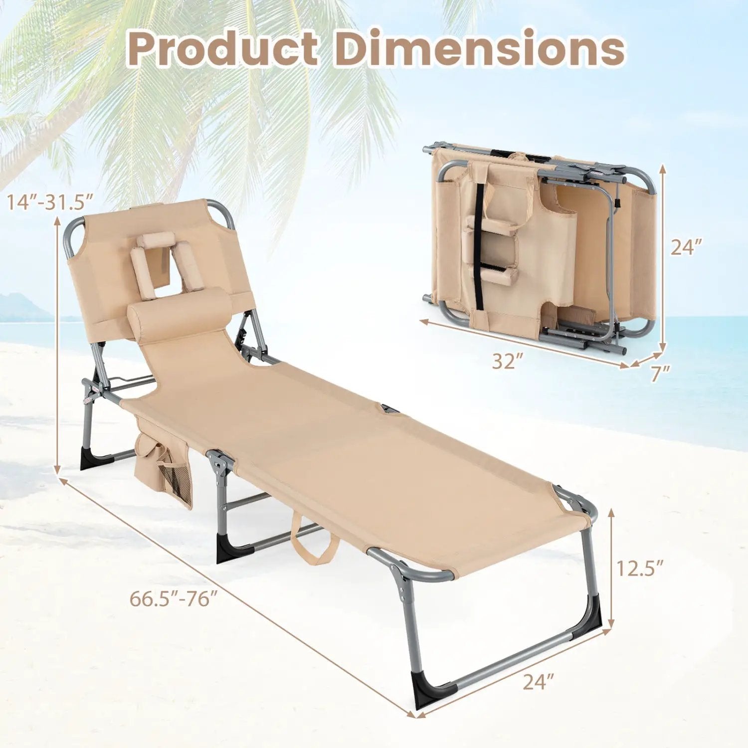 Adjustable Tanning Chaise Lounge Set of 2 with Face Hole by DirectDeals