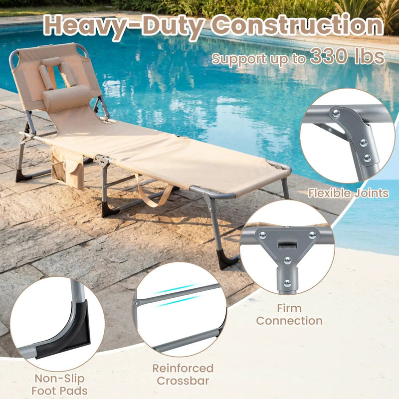 Adjustable Tanning Chaise Lounge Set of 2 with Face Hole by DirectDeals