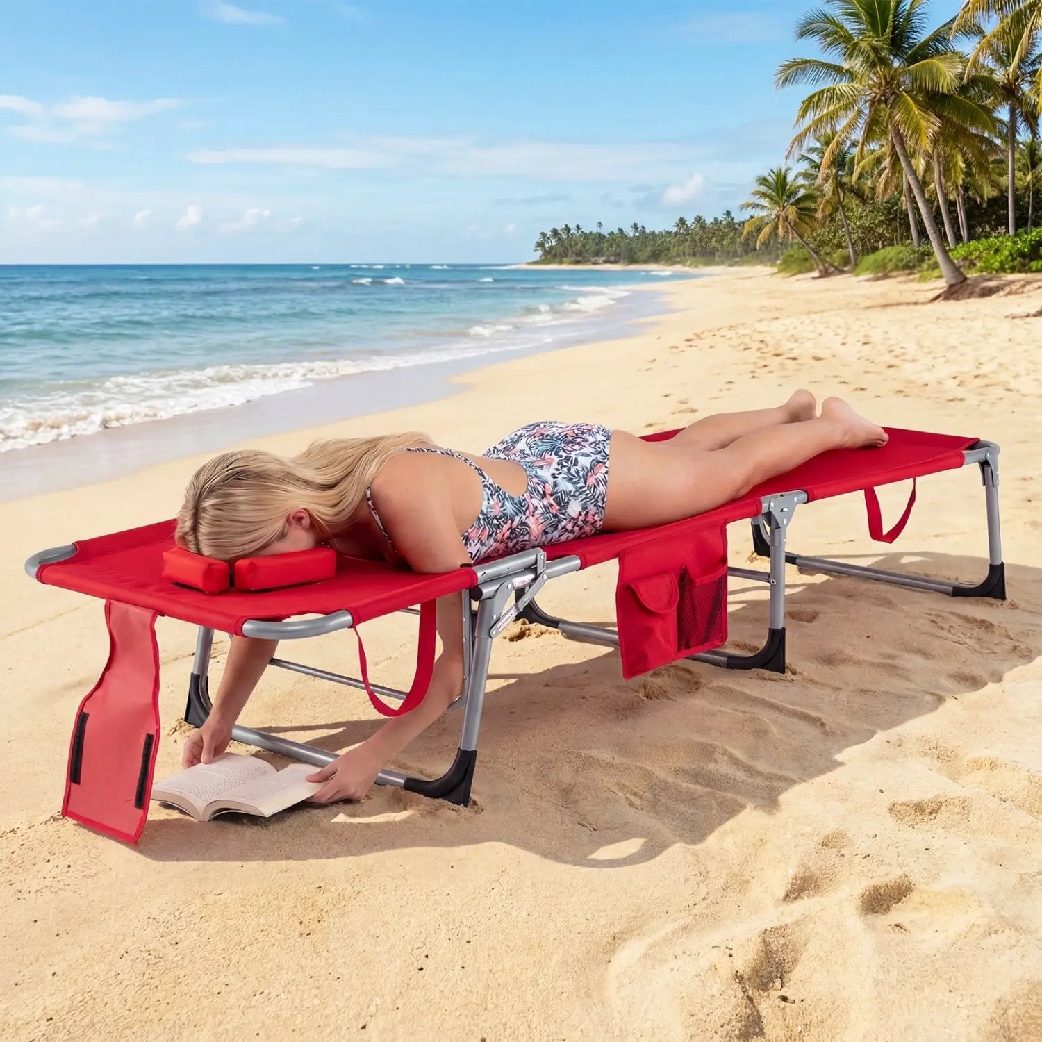 Adjustable Tanning Chaise Lounge Set of 2 with Face Hole by DirectDeals