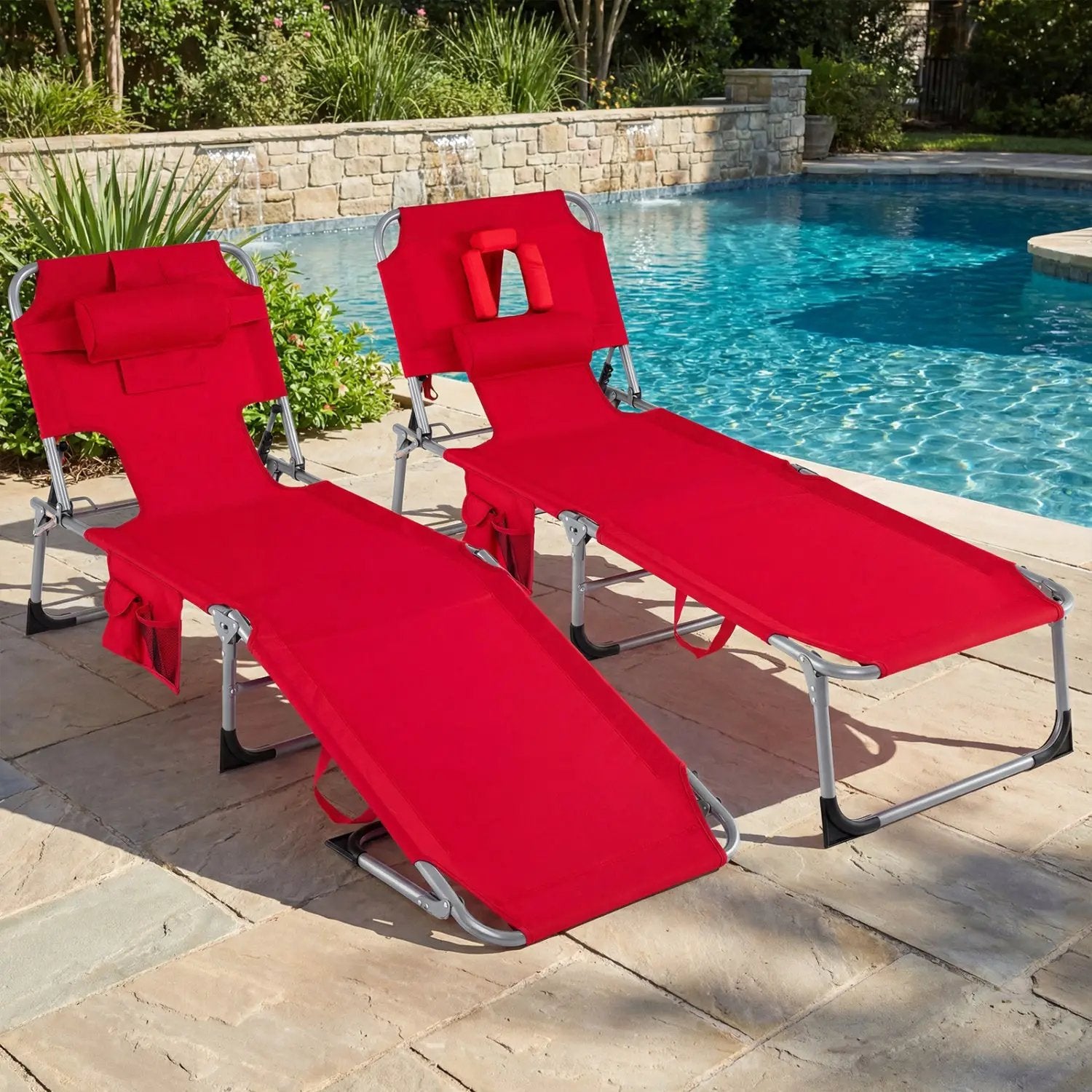 Adjustable Tanning Chaise Lounge Set of 2 with Face Hole by DirectDeals