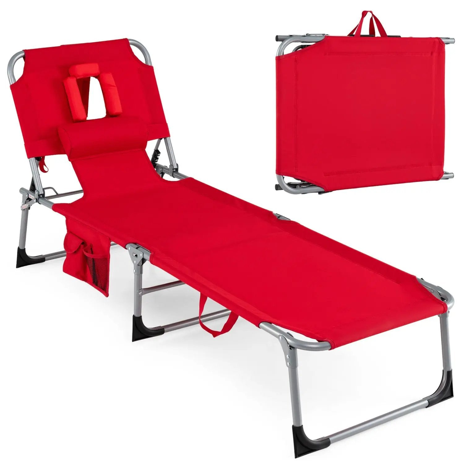 Adjustable Tanning Chaise Lounge Set of 2 with Face Hole by DirectDeals