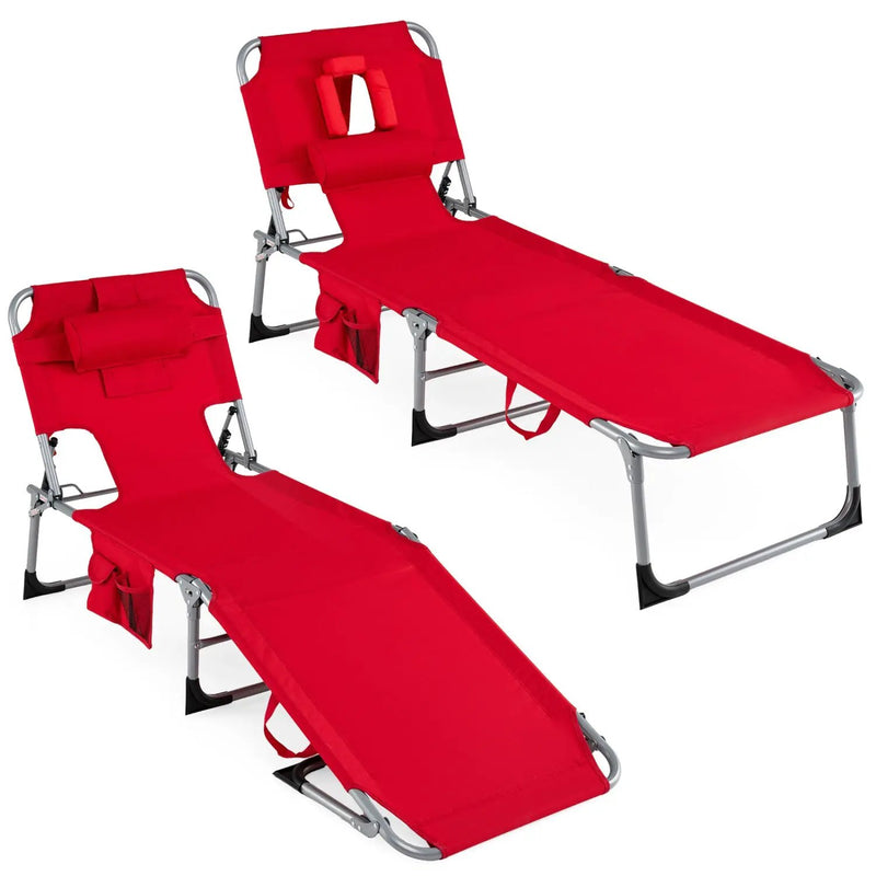Adjustable Tanning Chaise Lounge Set of 2 with Face Hole by DirectDeals