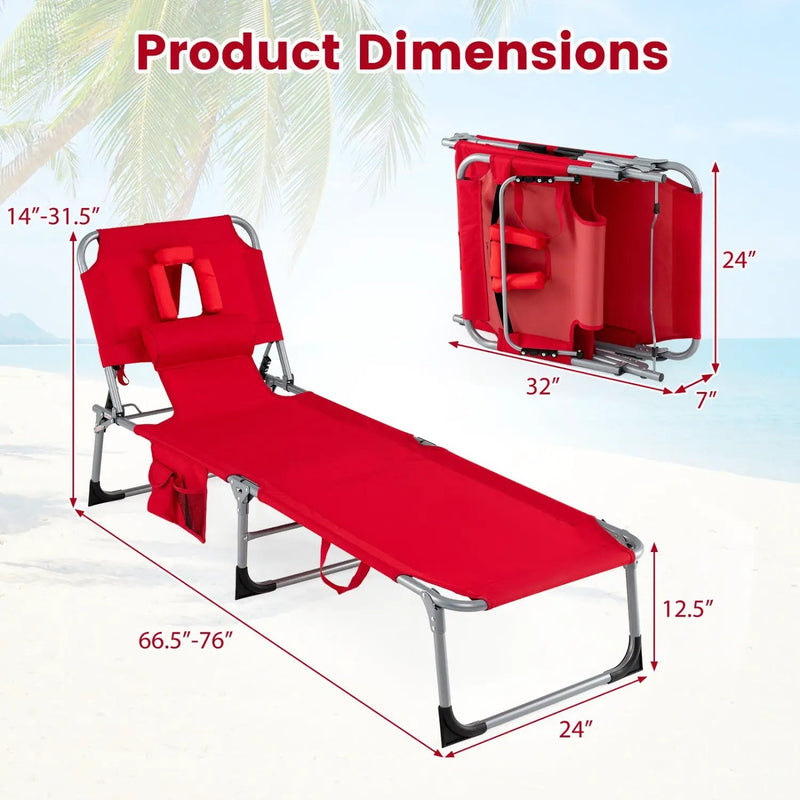 Adjustable Tanning Chaise Lounge Set of 2 with Face Hole by DirectDeals