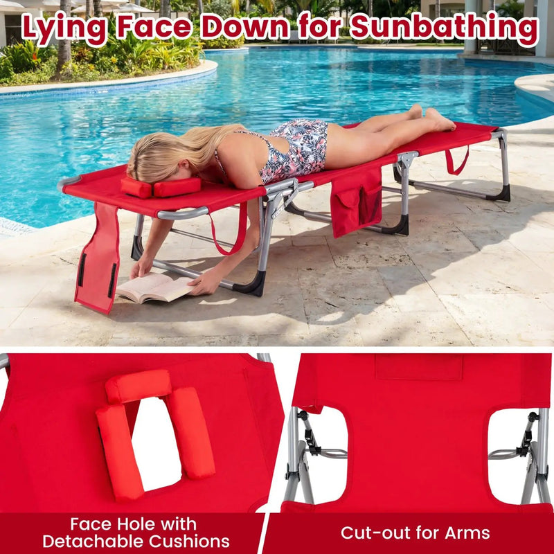 Adjustable Tanning Chaise Lounge Set of 2 with Face Hole by DirectDeals